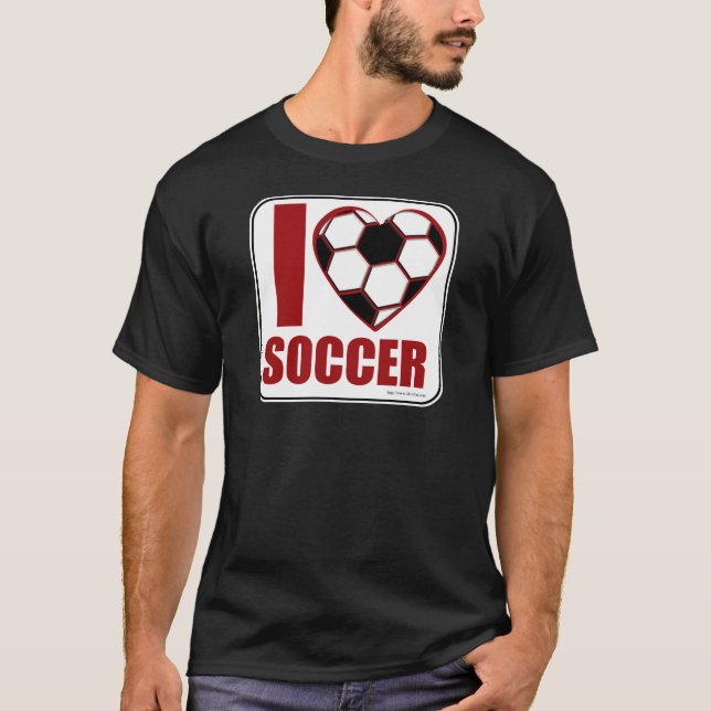 Fun Love Soccer Sporty Ball Heart Design T-Shirt (Front)