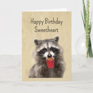 Fun Love You Birthday Sweetheart Fun Racoon Card