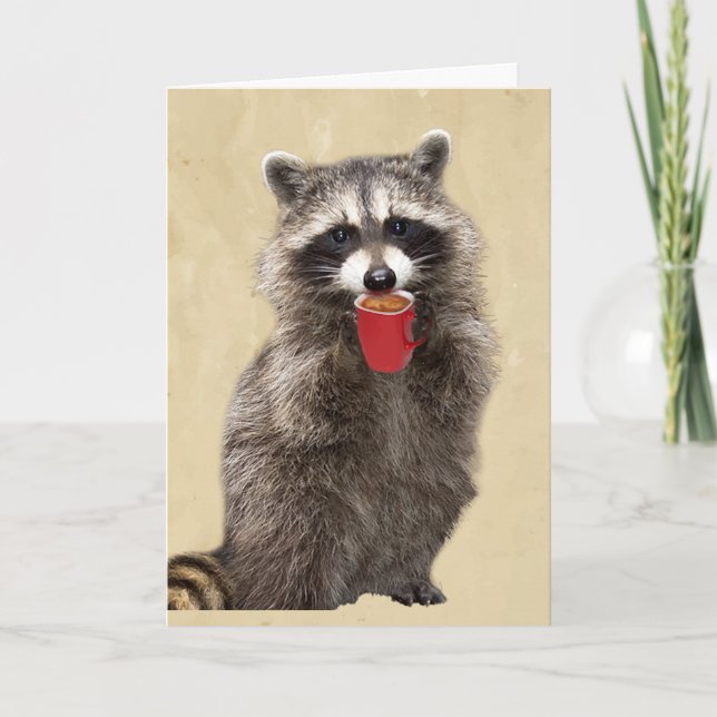 Fun Love You More than My Coffee Racoon Card (Front)