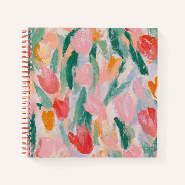 Fun-loving and Nostalgic Tulips Squared Notebook (Front)
