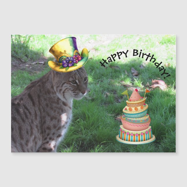 Fun Loving Bobcat - Magnetic Birthday Card (Front)