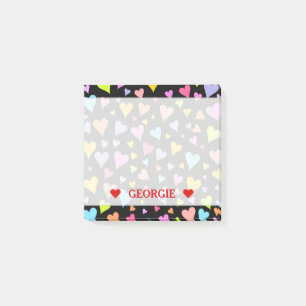 Fun, Loving, Colourful Hearts Pattern & Custom Post-it Notes