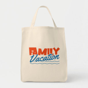 Fun Loving FAMIILY VACATION Orange Blue Typograph Tote Bag