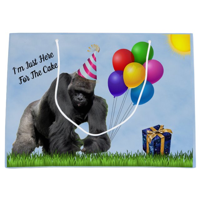 Fun Loving Gorilla Birthday Large Gift Bag (Front)