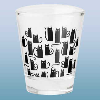 Fun Lucky Black Cat Shot Glass