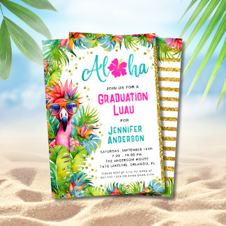 Fun Lush Tropical Graduation Luau Party Invitation