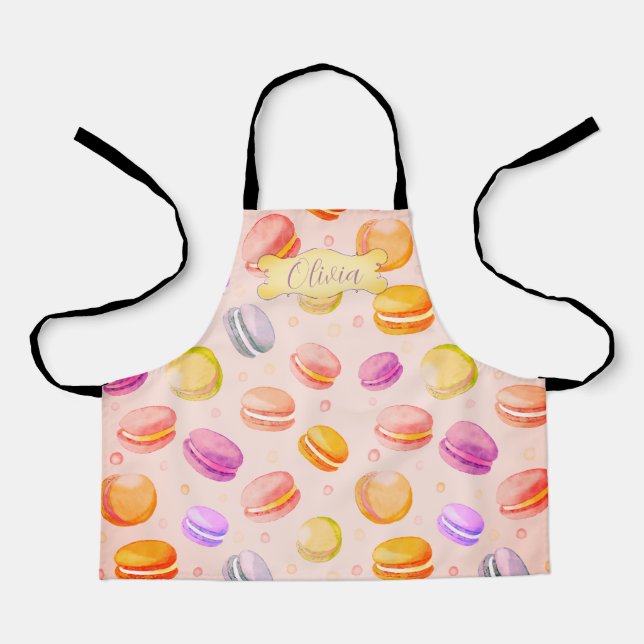 Fun Macaron Pattern apron Personalised (Front)