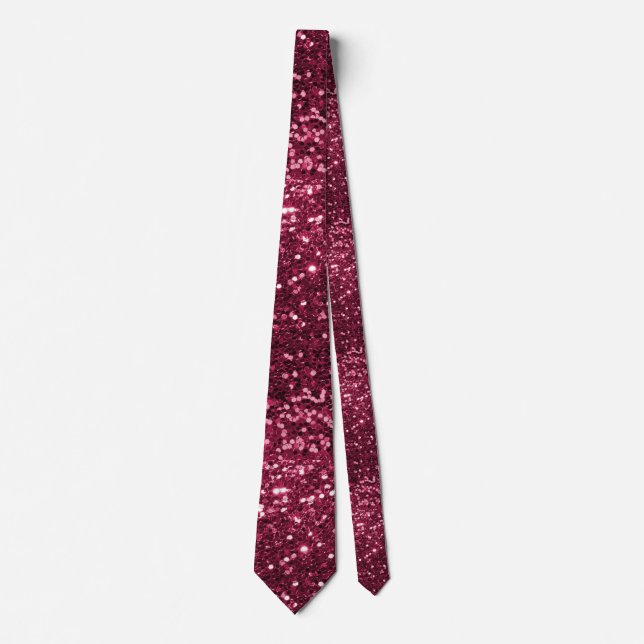 Fun Magenta Pink Faux Glitter Sparkle Print Tie (Front)