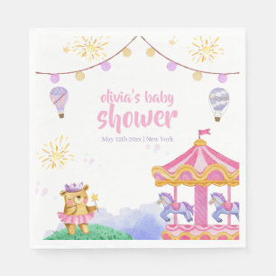 Fun Magical Hot Air Balloon Carousel Baby Shower Napkin