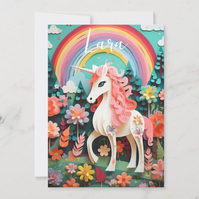 Fun Magical Rainbow  Unicorn Invitation (Front)