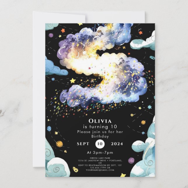 Fun Magical Space Birthday Invitation (Front)