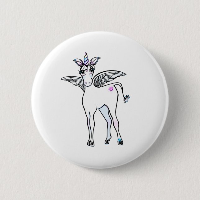 Fun magical Unicorn drawing 6 Cm Round Badge (Front)