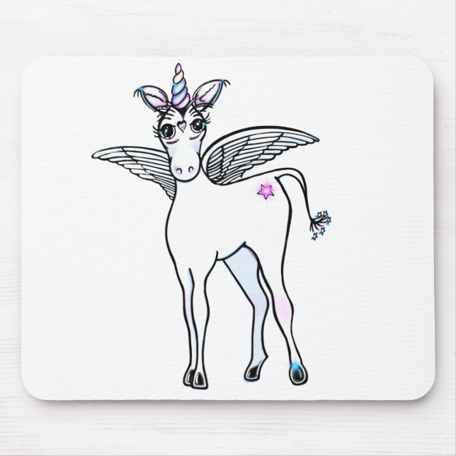 Fun magical Unicorn drawing Mouse Mat (Front)