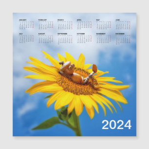 Fun magnetic calendar 2024 on the fridge