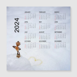 Fun magnetic calendar 2024 on the fridge