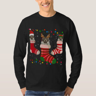 Fun Maine Coon Stocking Christmas Light Socks Xmas T-Shirt