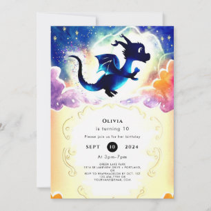 Fun Majestic Dragon Birthday Invitation