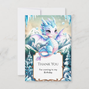 Fun Majestic Ice Dragon Birthday Thank You Card
