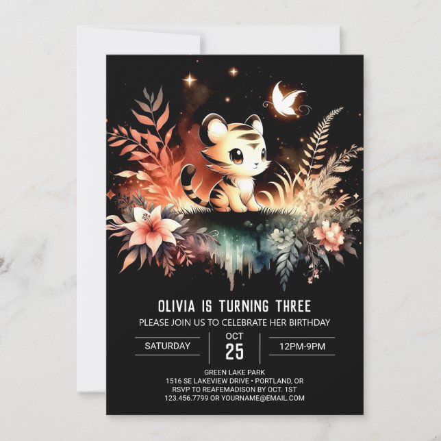 Fun Majestic Tiger Birthday  Invitation (Front)