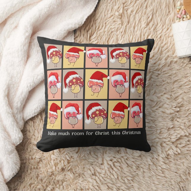 Fun MAKE MUCH ROOM FOR CHRIST Christmas Mushrooms Cushion (Blanket)