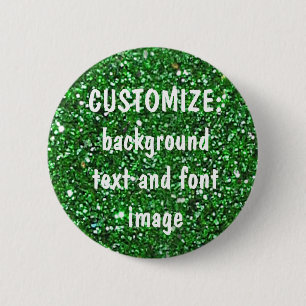 FUN! MAKE YOUR OWN GREEN (faux) GLITTER PIN! 6 Cm Round Badge