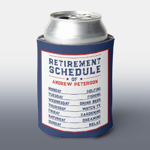 Fun Man Blue And White Retirement Schedule Plan Can Cooler
