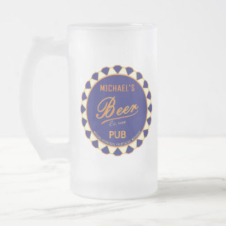 Fun Man Cave Beer Bottle Cap  Frosted Glass Beer Mug