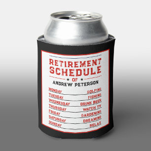 Fun Man Red Blue White Retirement Schedule Plan Can Cooler