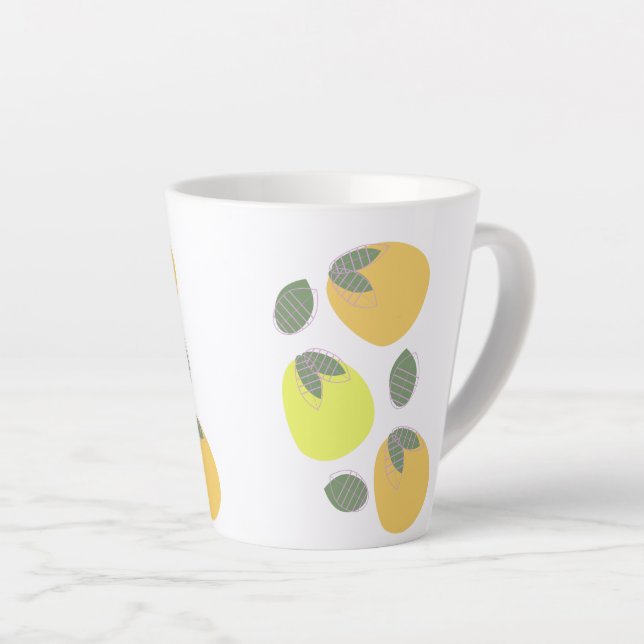 Fun Mango Orange Yellow Fruit Latte Mug (Right Angle)