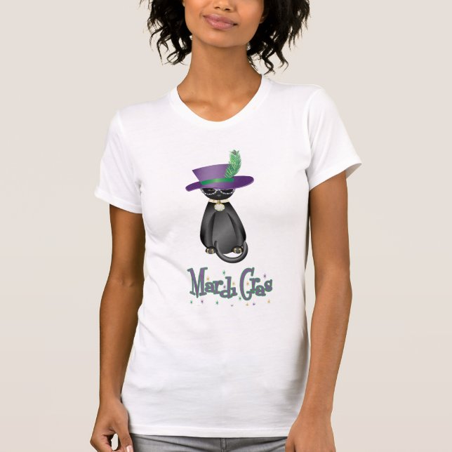 Fun Mardi Gras Cat Womens' T-shirt (Front)