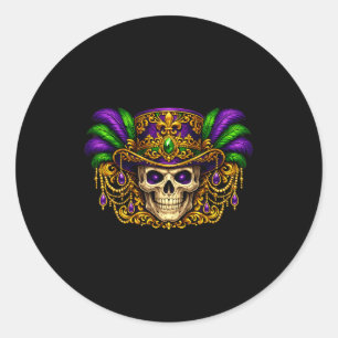 Fun mardi gras costume sugar skull carnival new classic round sticker