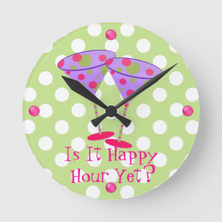 Fun Martini Glasses Happy Hour Wall Clock
