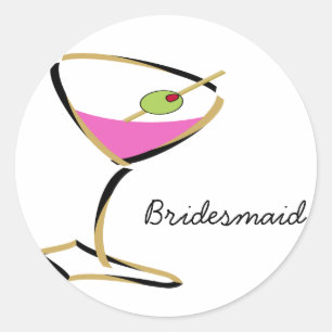 fun martini gold classic round sticker