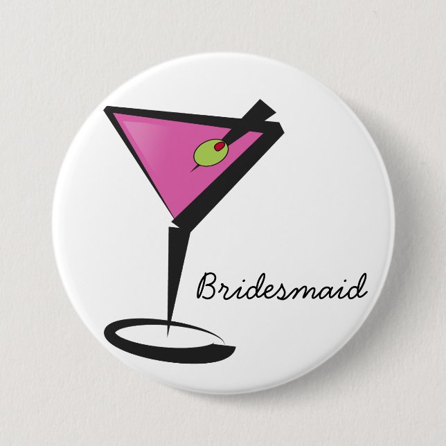 fun martini hot pink 7.5 cm round badge (Front)