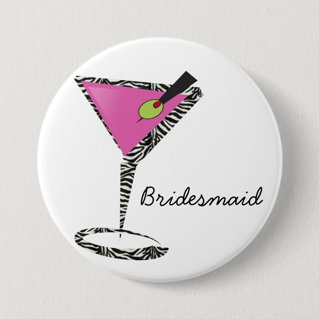 fun martini hot pink 7.5 cm round badge (Front)
