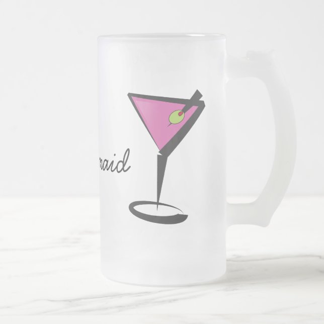 fun martini hot pink frosted glass beer mug (Right)