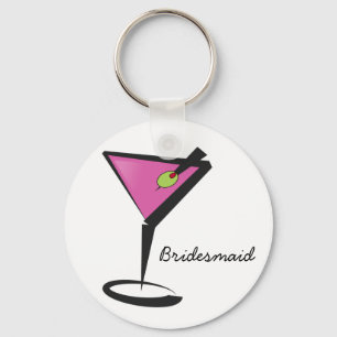 fun martini hot pink key ring