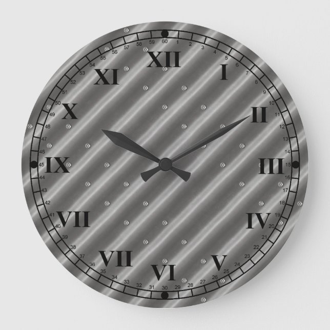 Fun Masculine Corrugated Steel Look Wall Clock (Front)