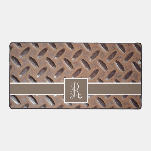 Fun Masculine Manhole Cover , Decorative Monogram Desk Mat (Front)