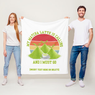 Fun MATCHA Mountains Are Calling Latte Drinker Fleece Blanket