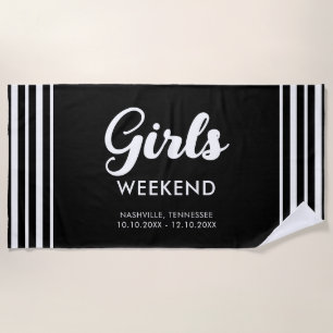 Fun Matching Travel Destination Girls Weekend Trip Beach Towel