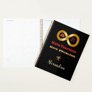 Fun Math Teachers Problems Humourous Personalise  Planner