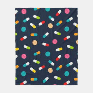 Fun Medical Nurse pills pattern fleece blanket