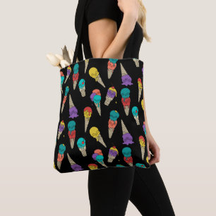 Fun Melty Summer Goth Skull Ice Cream jewel black Tote Bag