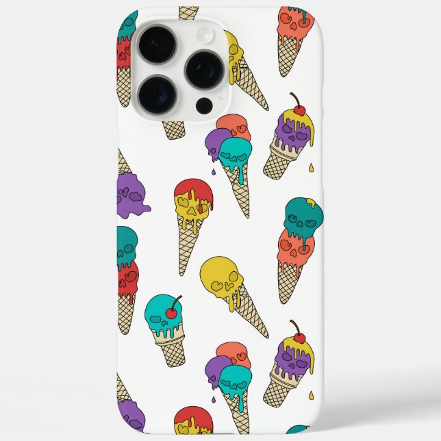 Fun Melty Summer Goth Skull Ice Cream jewel white Case-Mate iPhone Case (Back)