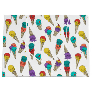 Fun Melty Summer Goth Skull Ice Cream jewel white Large Gift Bag