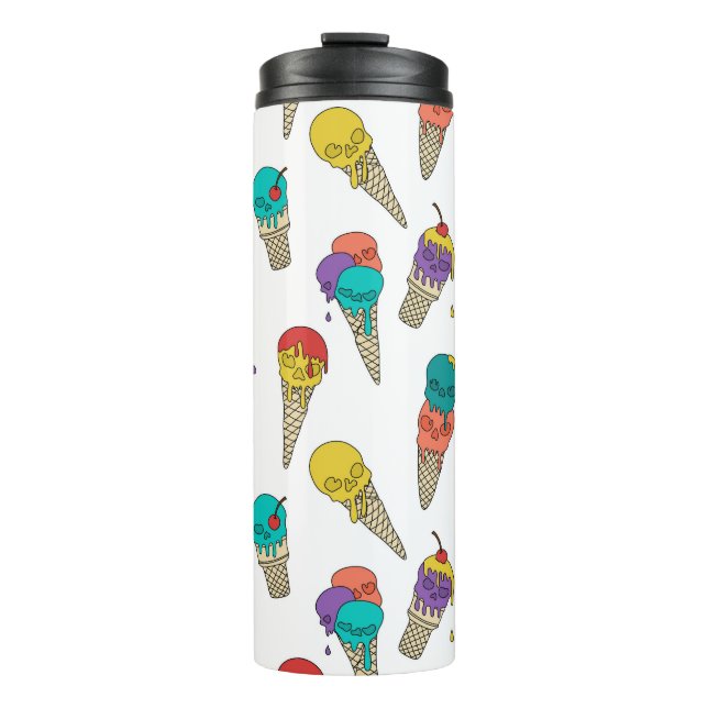 Fun Melty Summer Goth Skull Ice Cream jewel white Thermal Tumbler (Front)