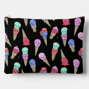 Fun Melty Summer Goth Skull Ice Cream pastel black Accessory Pouch