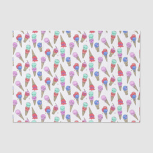 Fun Melty Summer Goth Skull Ice Cream pastel white Tissue Paper