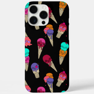 Fun Melty Summer Goth Skull Ice Cream weird black iPhone 16 Pro Max Case